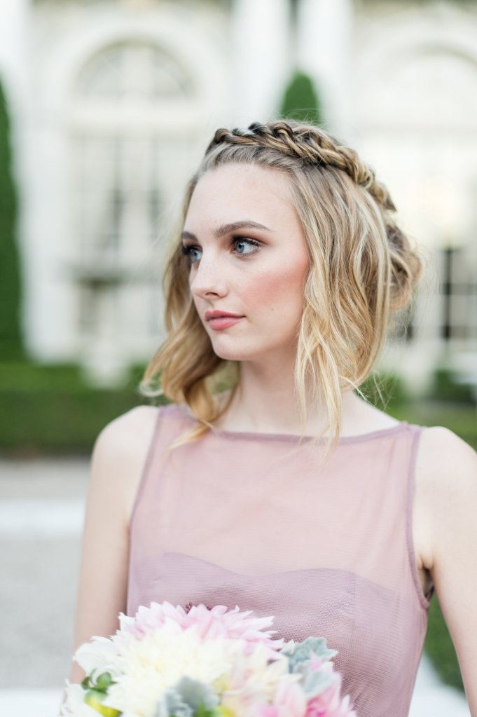 Fancy bridesmaid at luxury wedding in Newport, wearing soft glam makeup